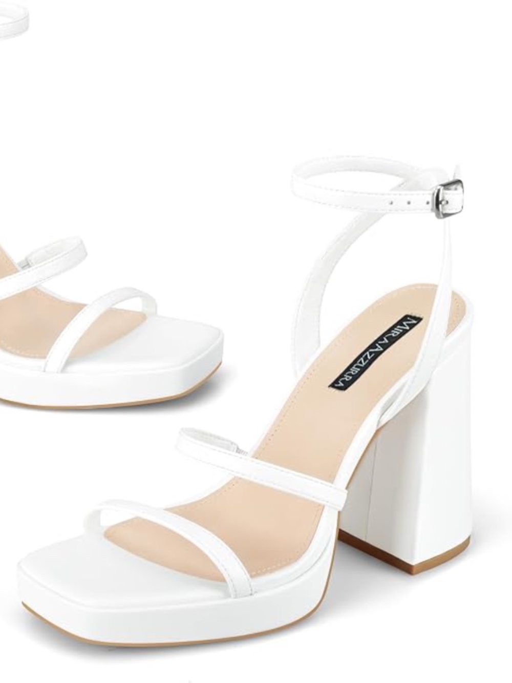 Women’s White Chunky Platform Strappy Open Toe Heel Sandals Size 9